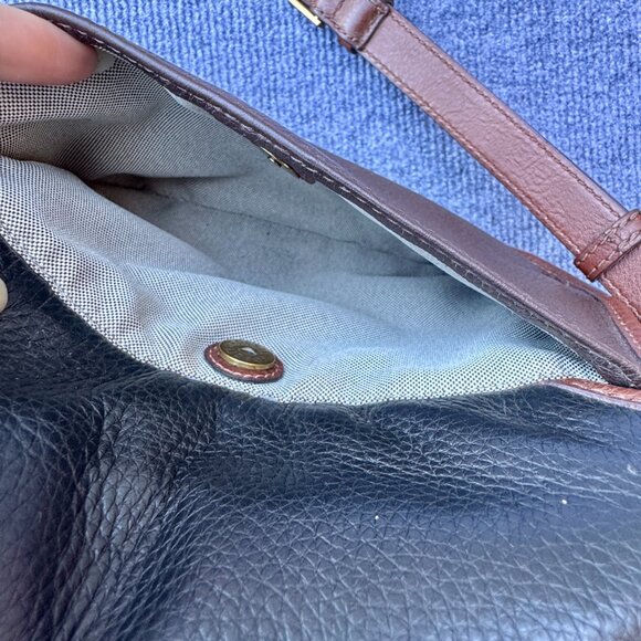 Fossil Heritage Top Handle Crossbody Bag Black & Brown Pebbled Leather - Picture 12 of 15